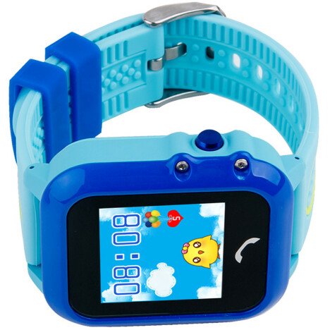 Ceas GPS Copii, iUni Kid27, Touchscreen 1.22 inch, BT, Telefon incorporat, Buton SOS, Albastru + Box